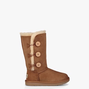 Ugg Bailey Button II Triplet Kids Classic Boots Brown (1753RHJQE)